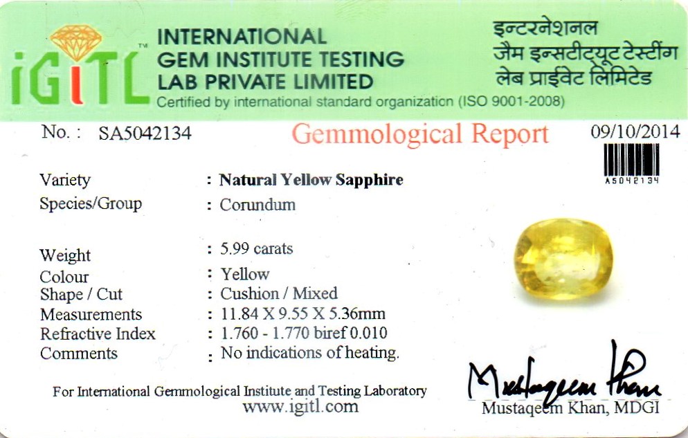 Certified yellow sapphire deals